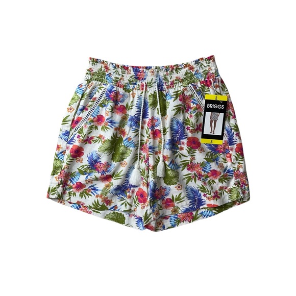 LINEN BLEND FLORAL SHORTS • SIZE S • BRIGGS • NWT - Picture 2 of 9